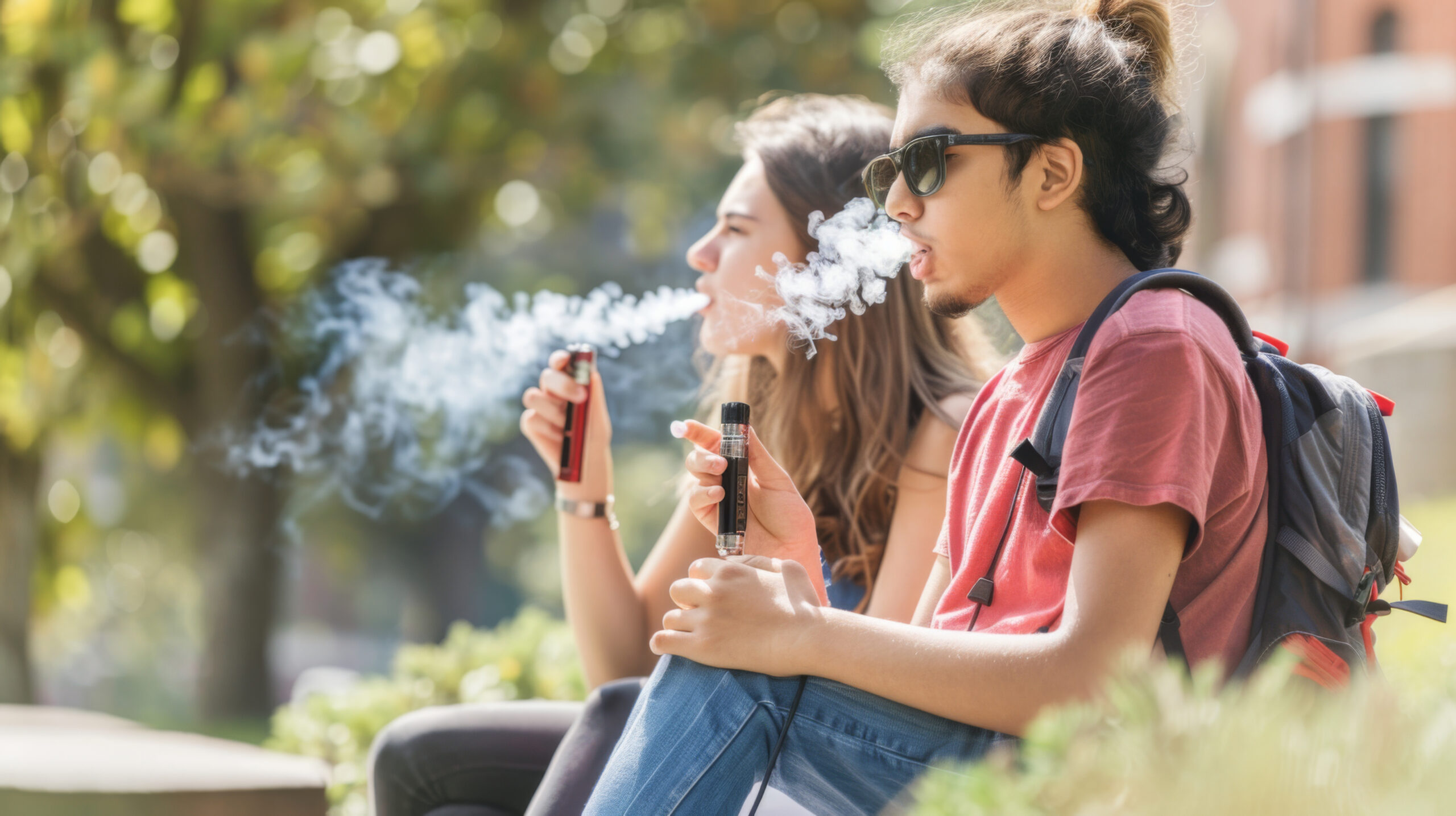 two teens vaping